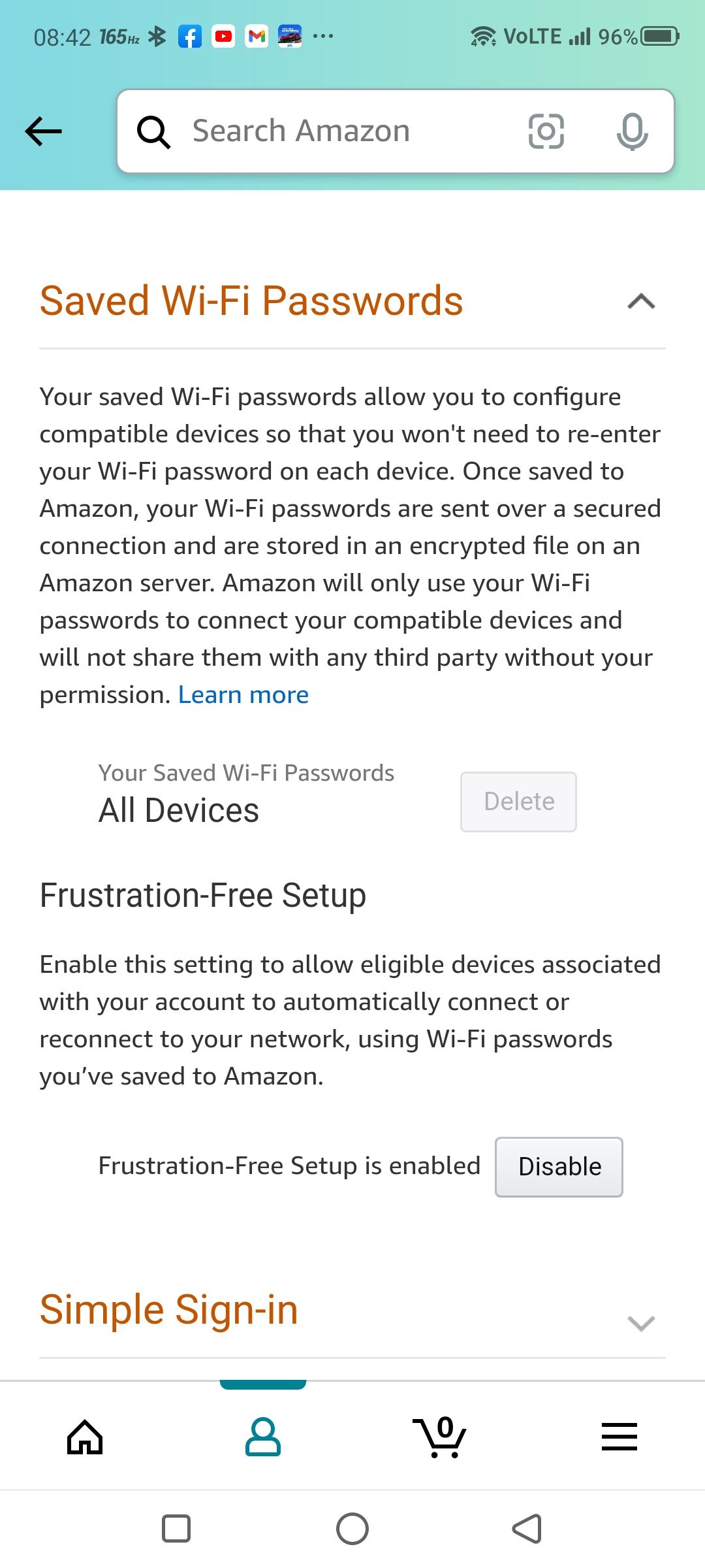 Delete Saved Wi-Fi passwords on Amazon screenshot