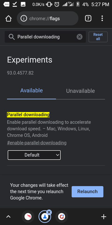 Chrome parallel downloading feature