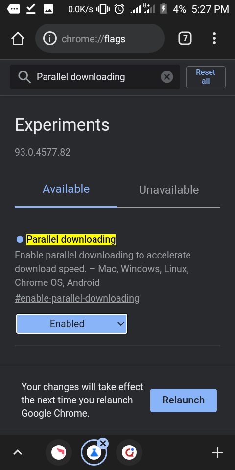 Chrome parallel downloading feature