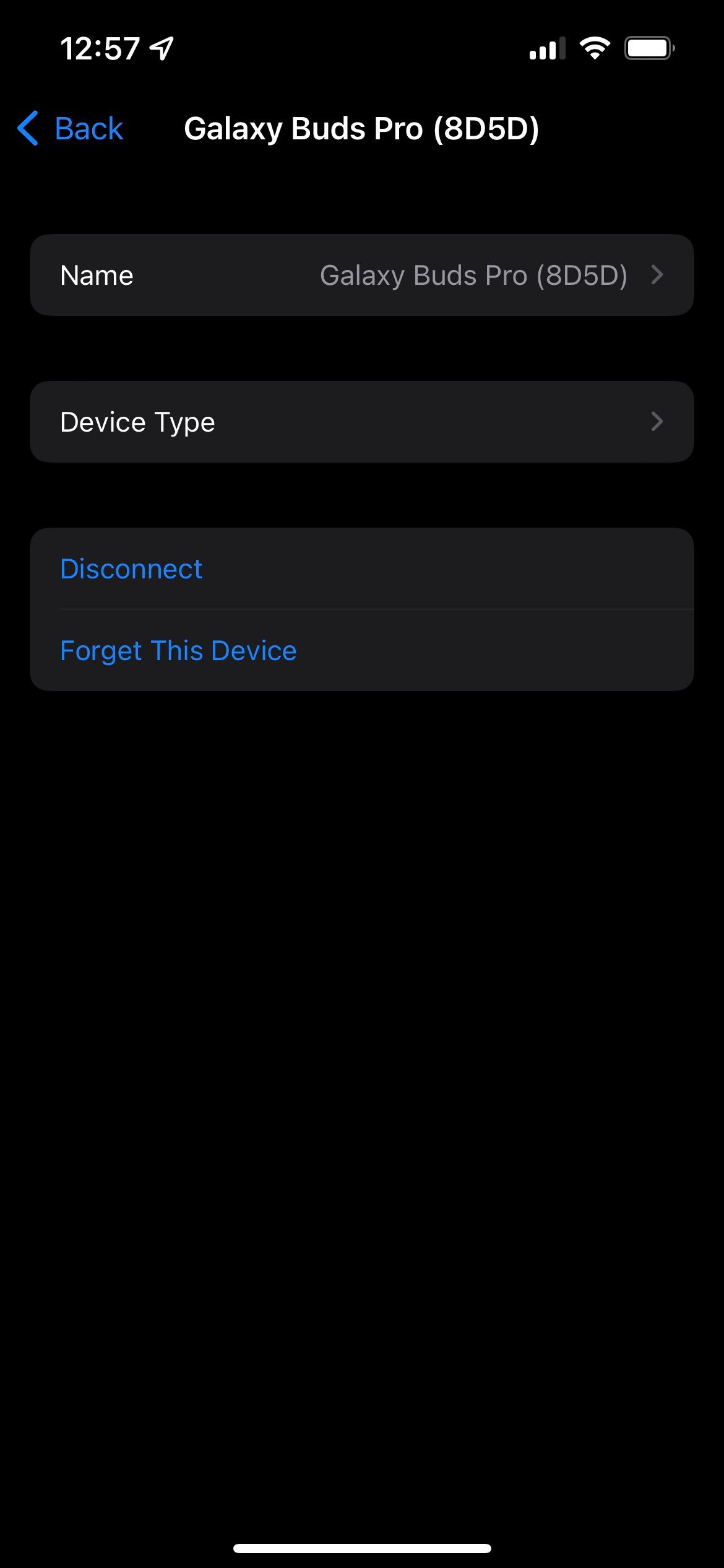 Select Bluetooth device type iPhone