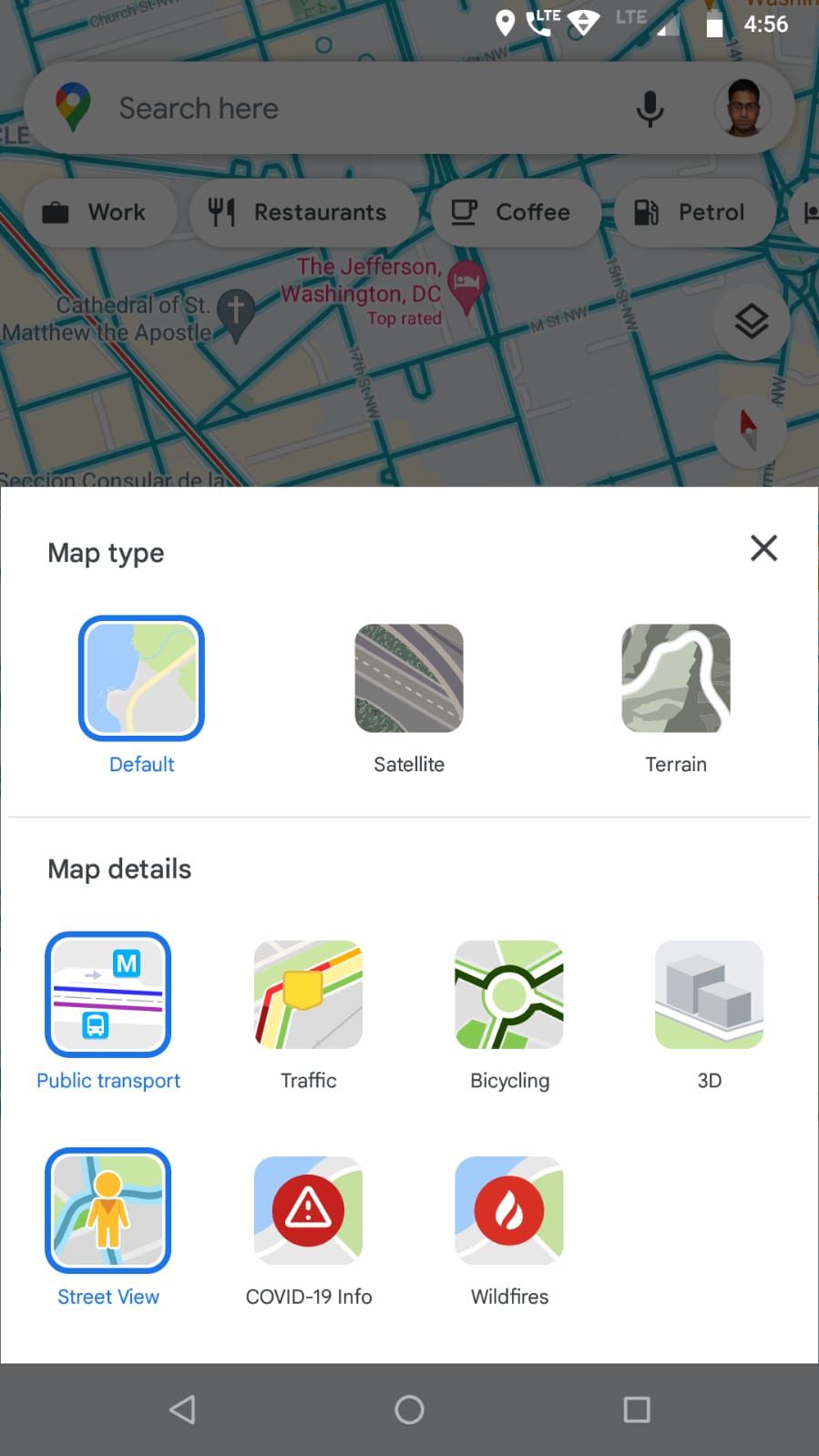 Selecting the Street View layer on Google Maps Android