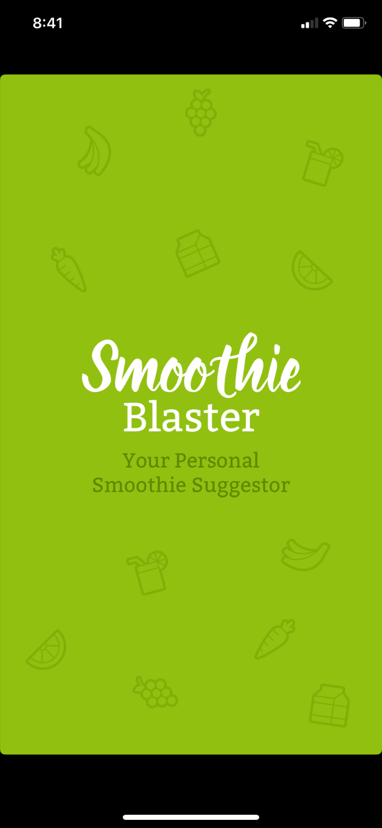 Smoothie Blaster app home screen