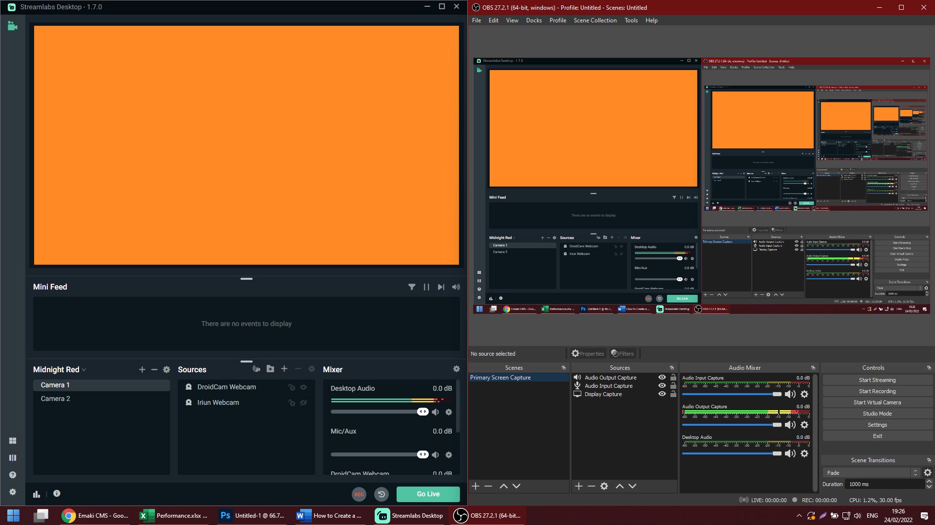 Streamlabs and OBS Studio running side by side