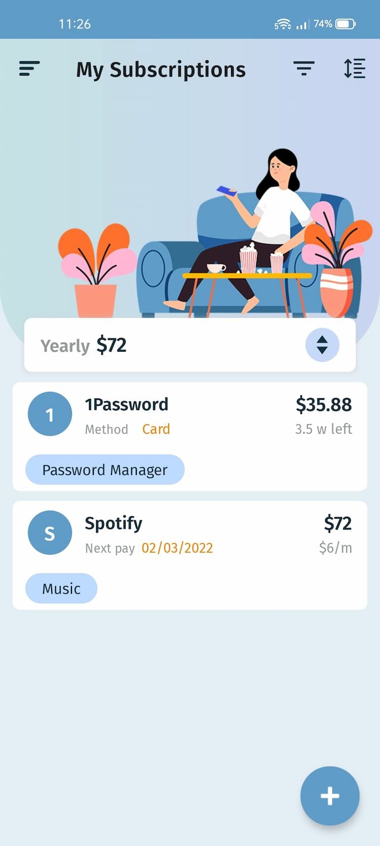 Subscriptions Manager App Home