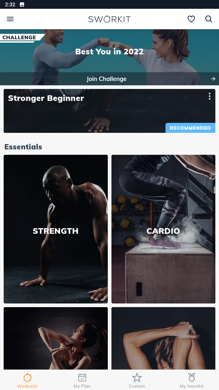 Sworkit's workout library