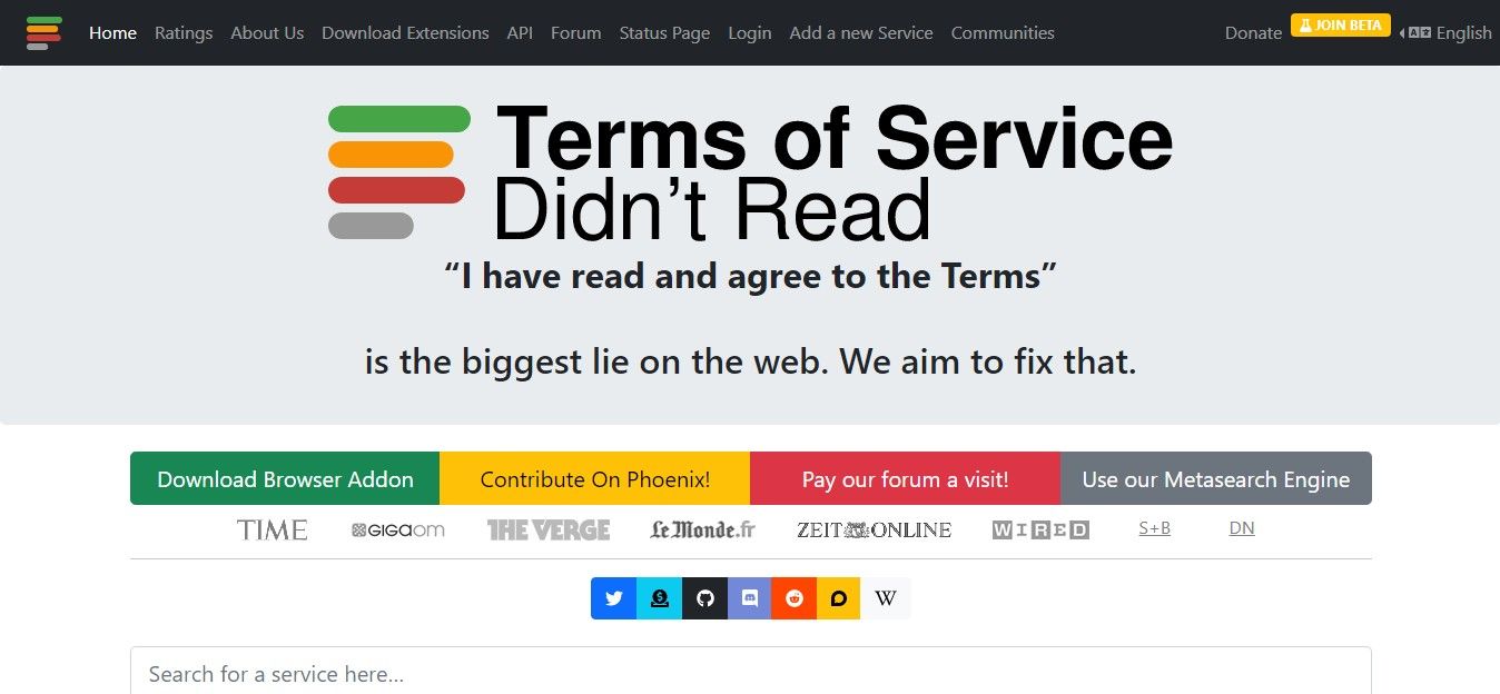 terms and conditions browser extension