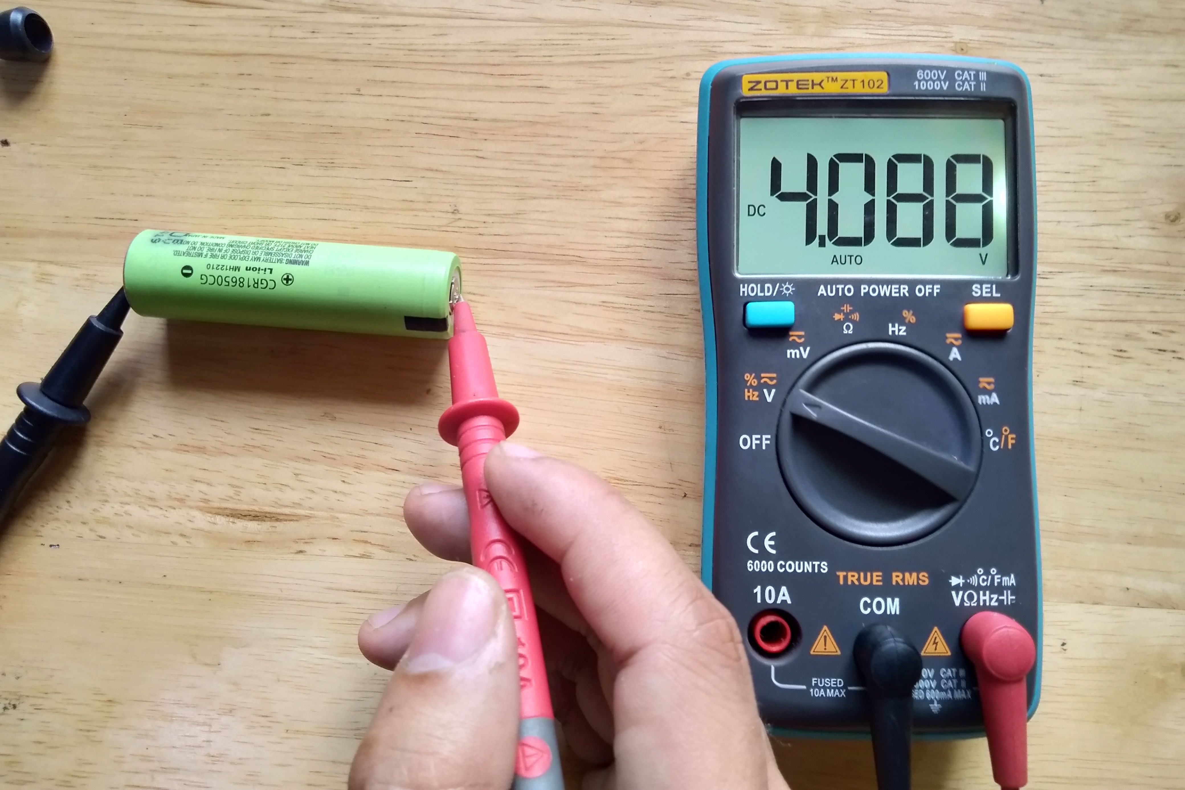 Testing battery voltage with a multimeter