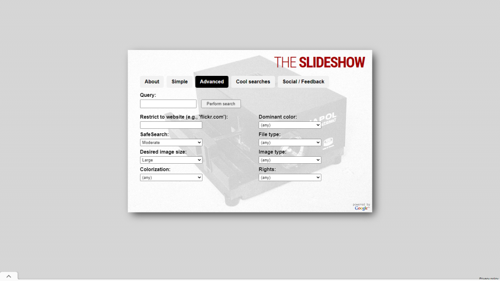 TheSlideShow Advanced search mode