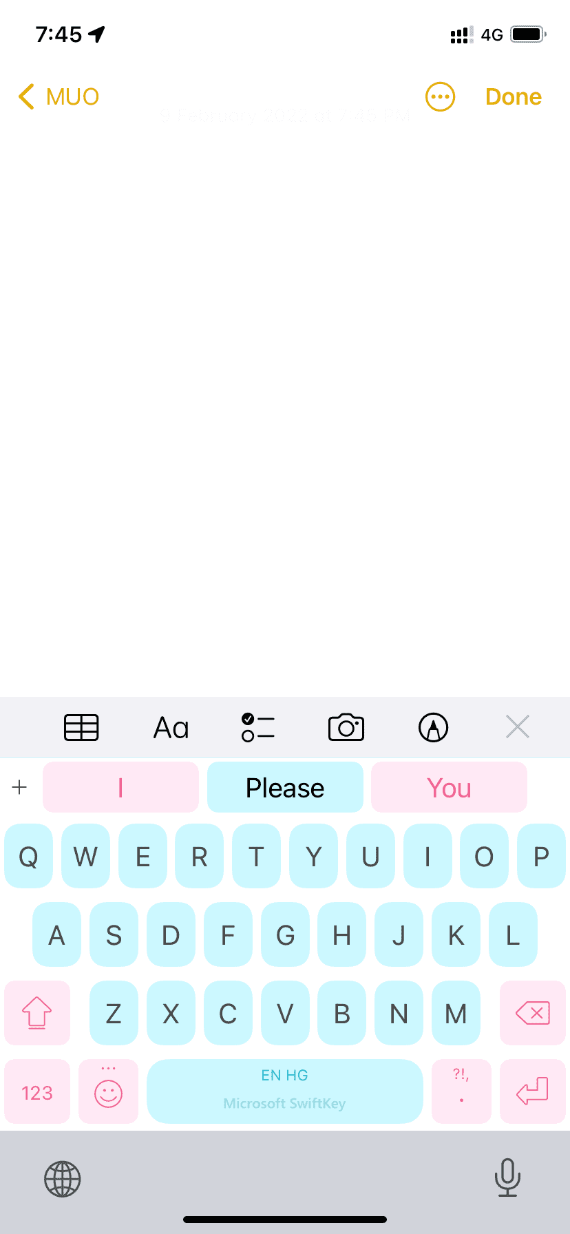 Third-party keyboard on iPhone screen