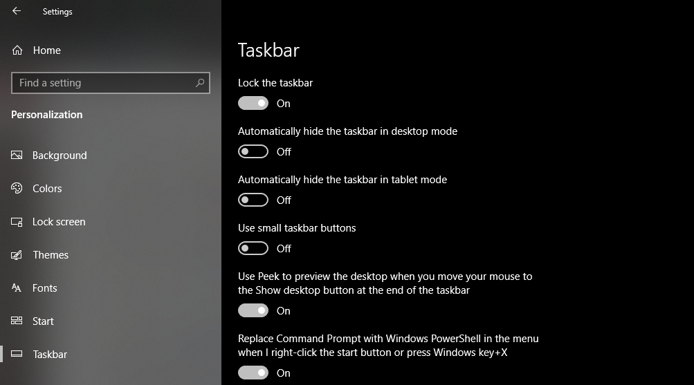 Turning On Peek Preview Option in Windows Settings App