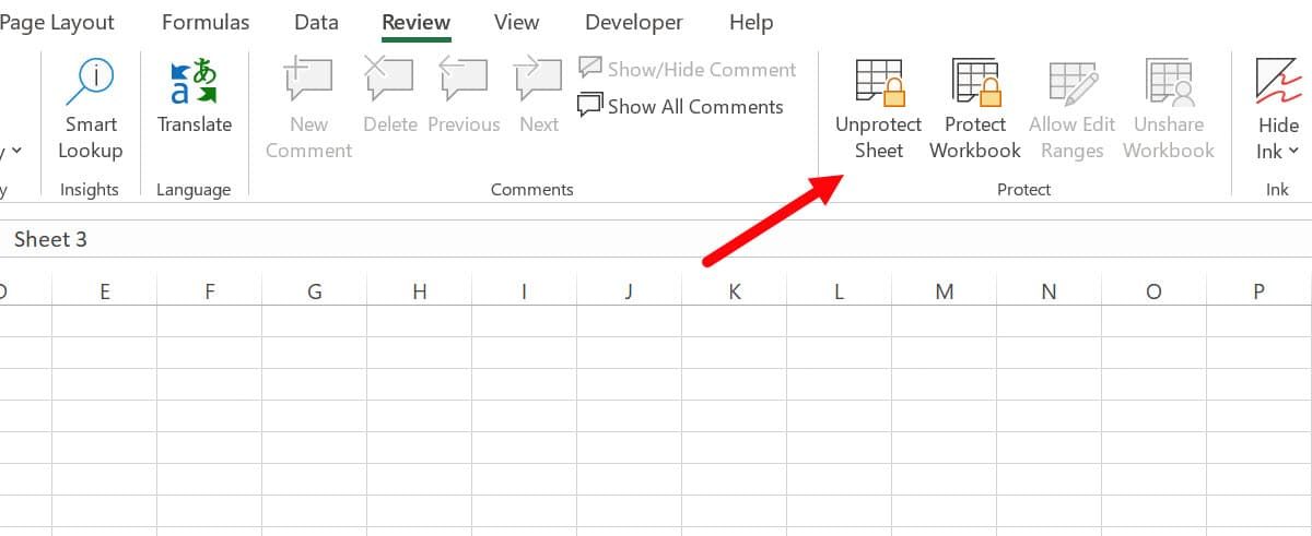 how to make excel sheet unprotected