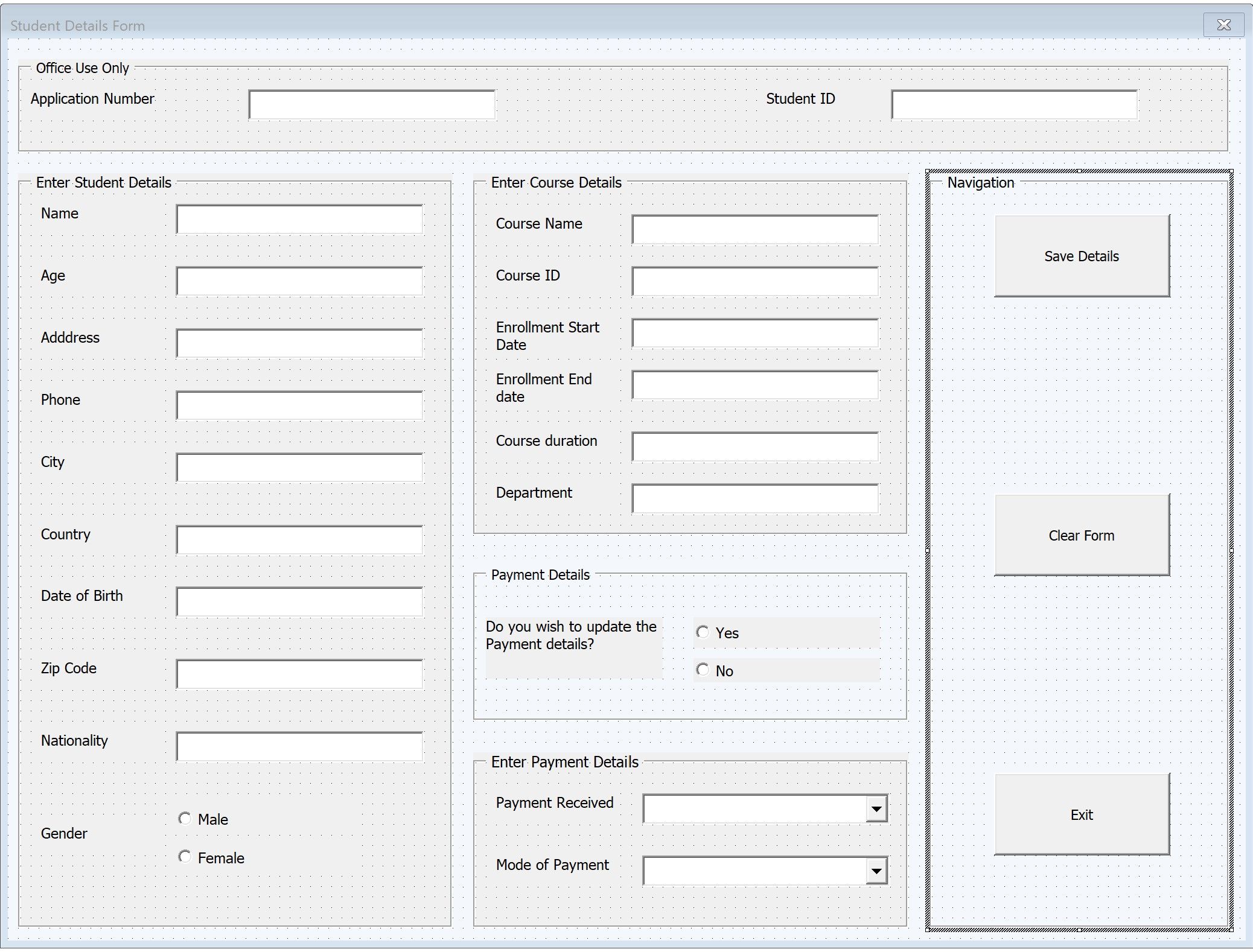 Userform in Excel VBA