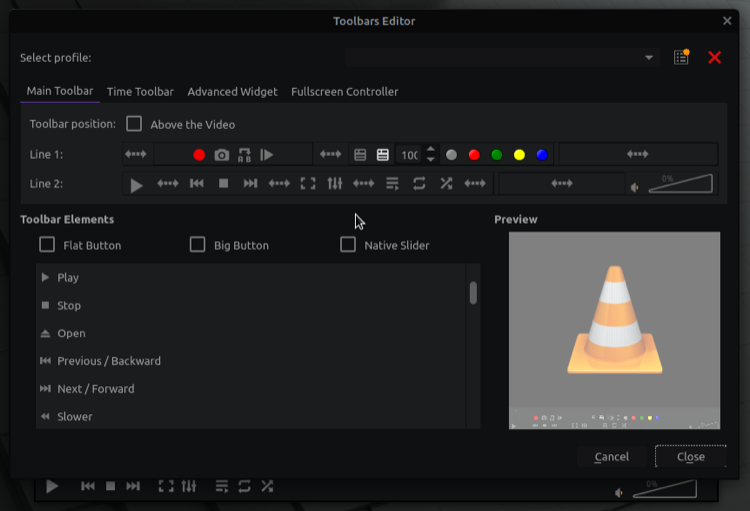 VLC interface customization on Linux