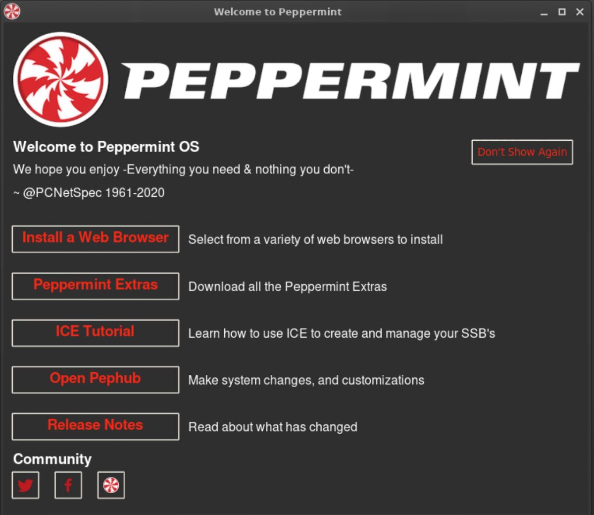 Peppermint screen interface