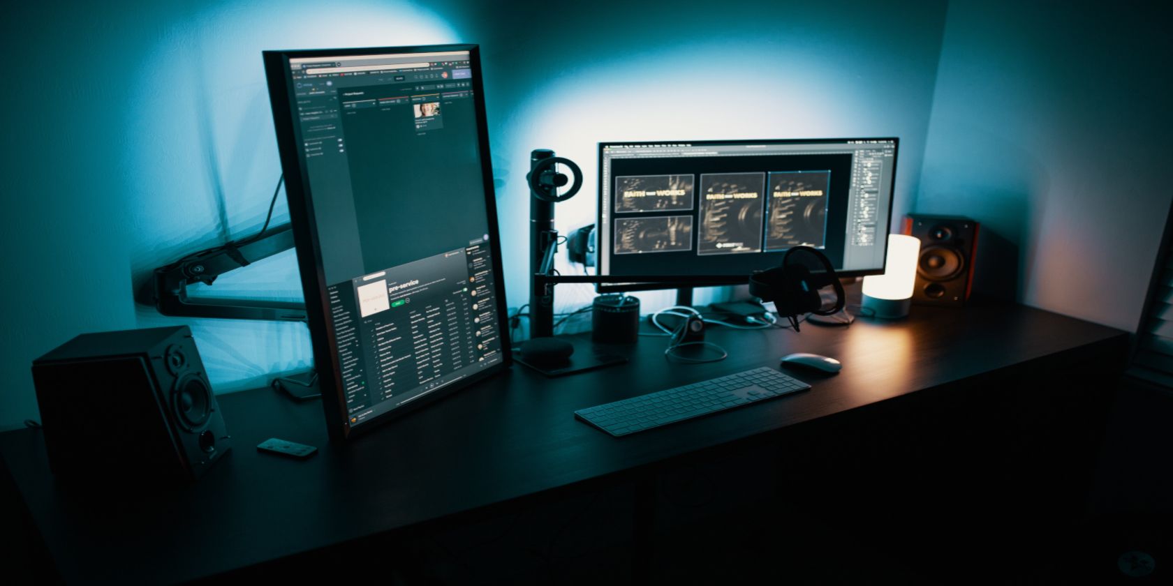 Workstation with multiple monitors