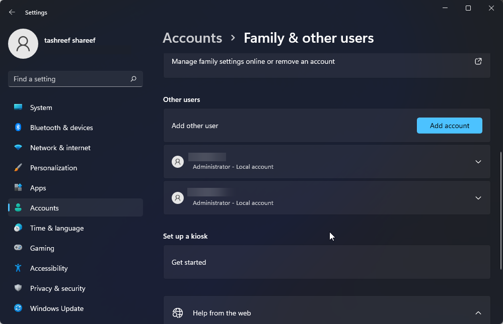 add other user account windows 11