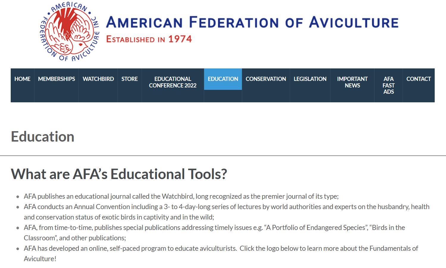AFA Website Education Tools