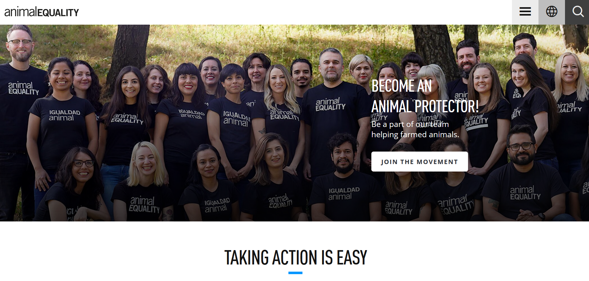 Animal Equality Website Volunteer Movement
