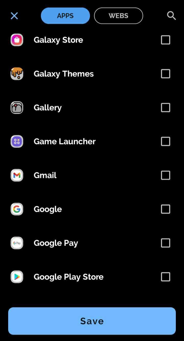 app block apps list screenshot