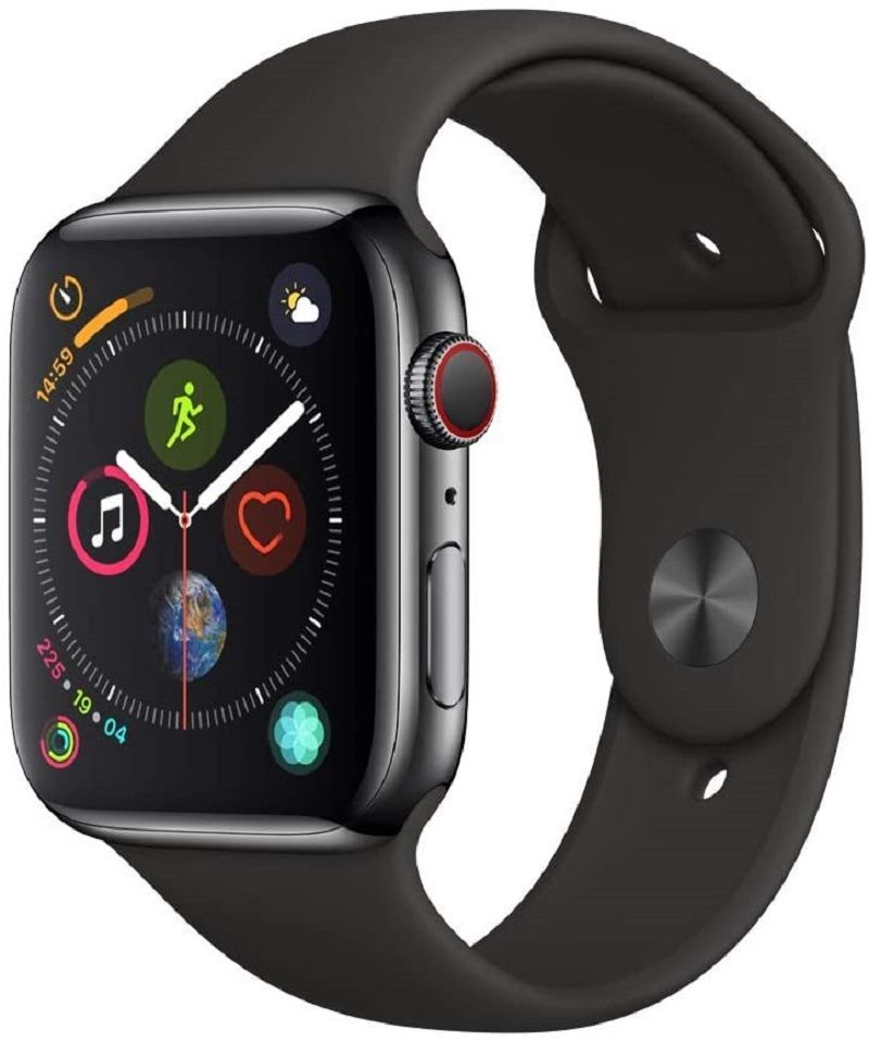 Apple Watch 3 with a black silicone band