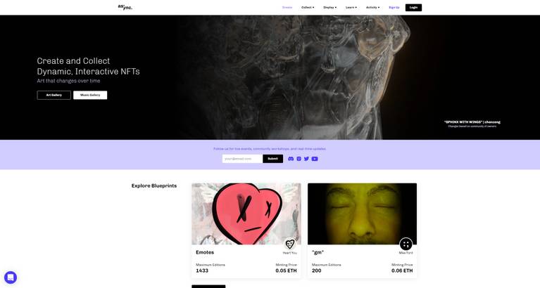 Tangkapan layar beranda Async Art