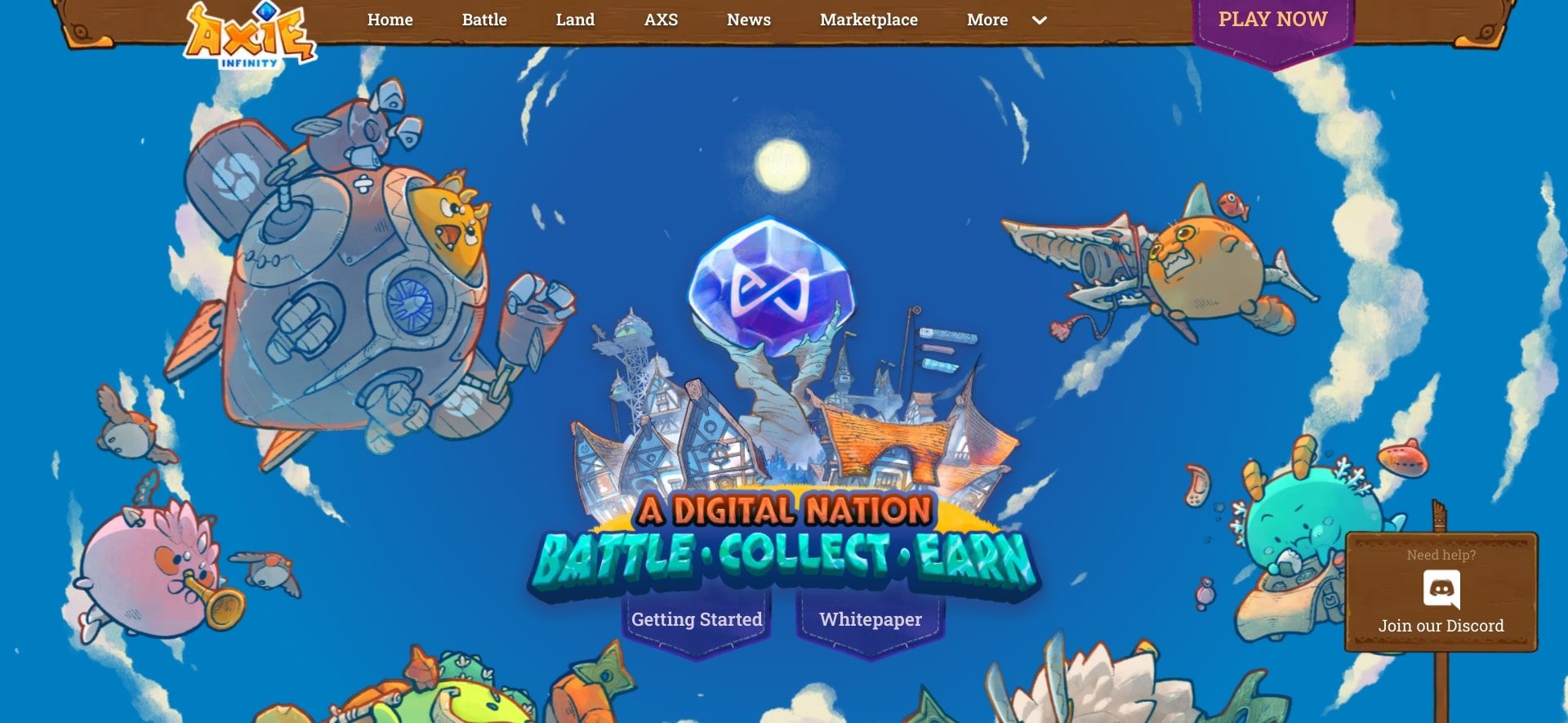 axie infinity website homepage screenshot
