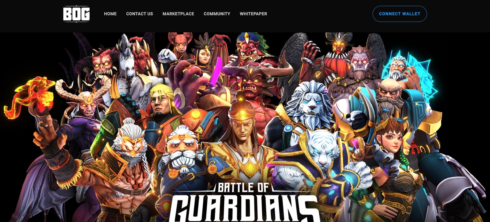 battle of guardians website homepage screenshot