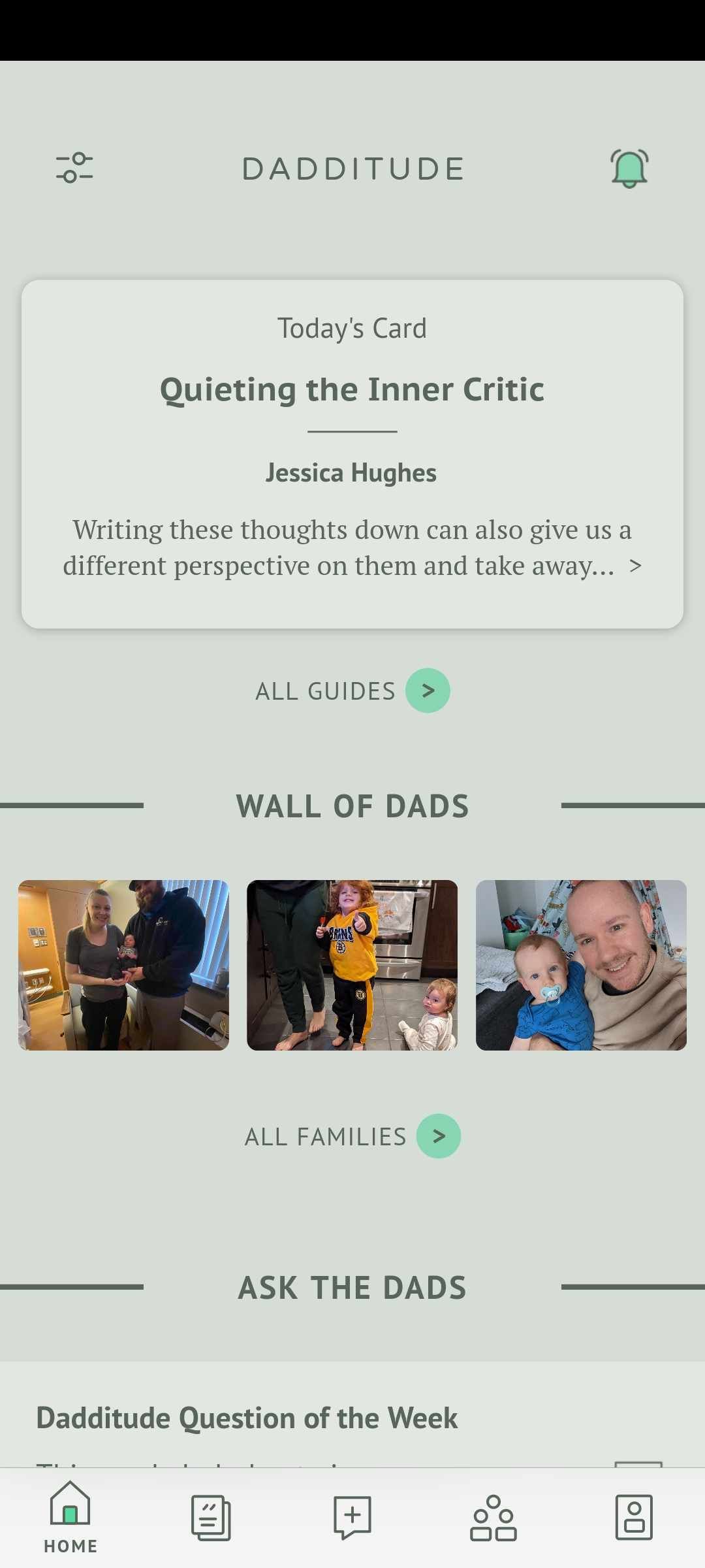 Dadditude is an ad-free app for dads to learn to be better fathers through growth guides and community help 