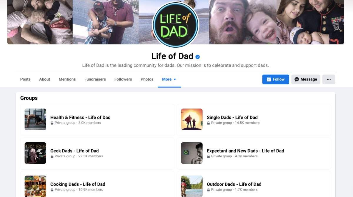 The Life of Dad Facebook community offers several groups for dads with different backgrounds and interests, like single dads, stay-at-home fathers, geek dads, and more