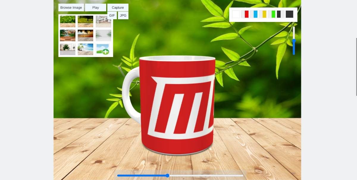 3D Mockuper lets you create 3D GIFs of product mockups like mugs, bottles, shirts, and coffee cups