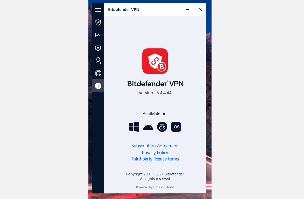 Bitdefender VPN is powered by Hotspot Shield