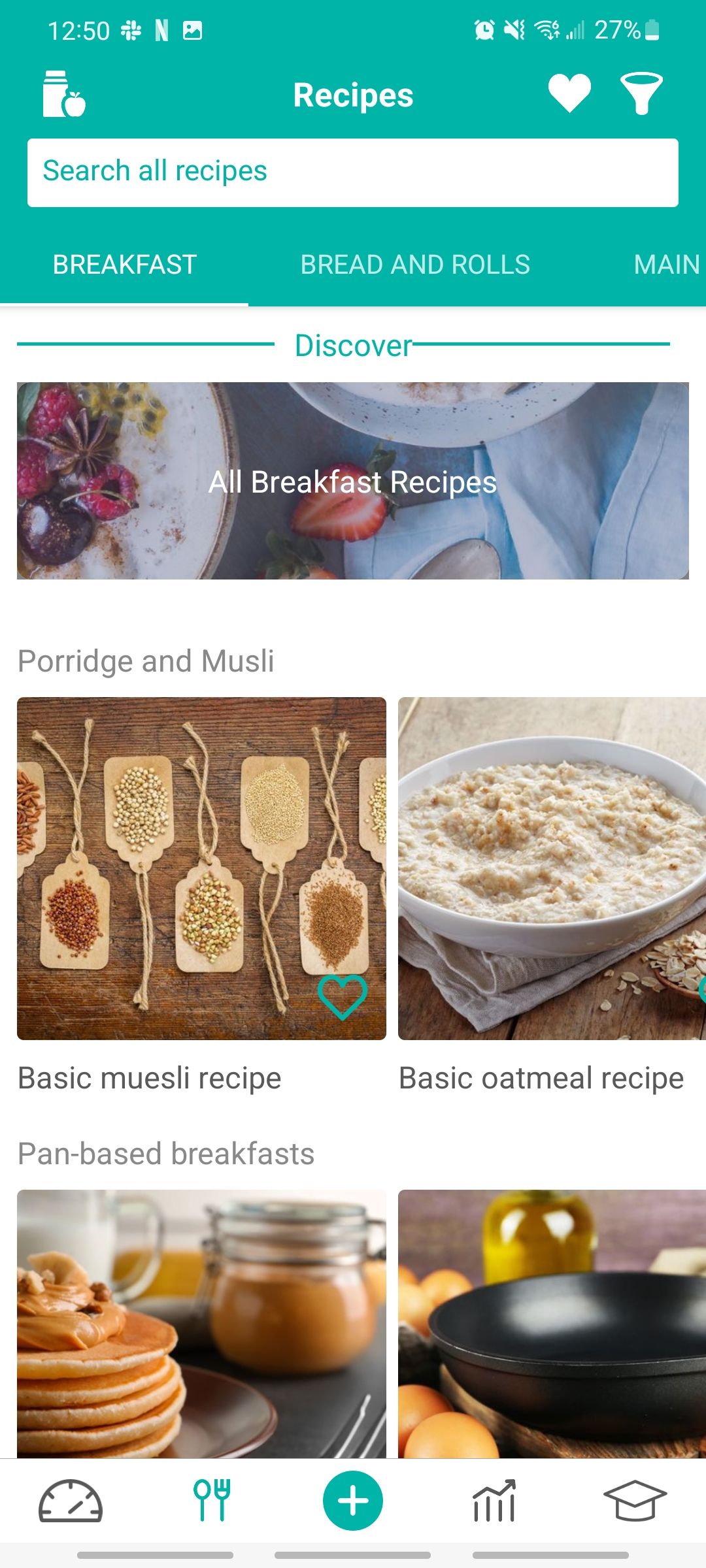 cara care app recipes screen