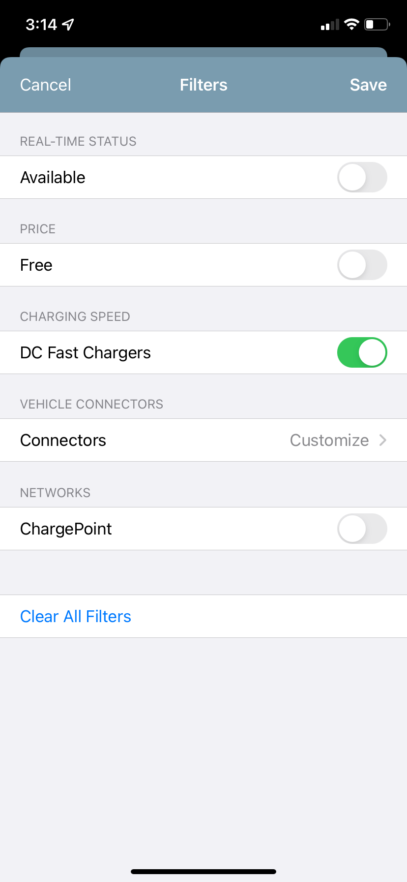 chargepoint app filters dc fast chargers free available ev chargers