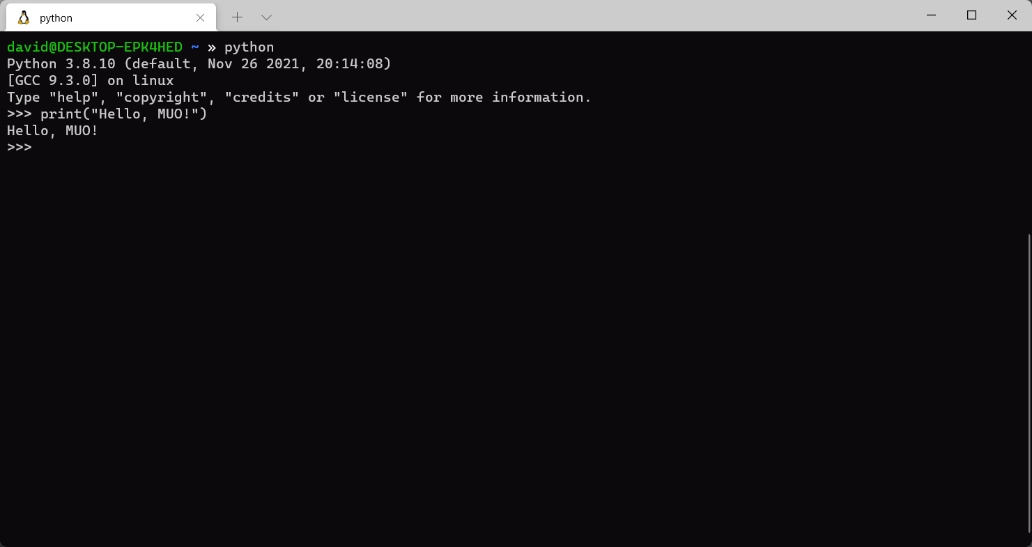 Python "Hello, world!" program in Linux command line