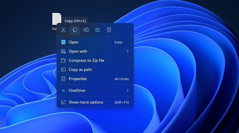 The Copy context menu option 