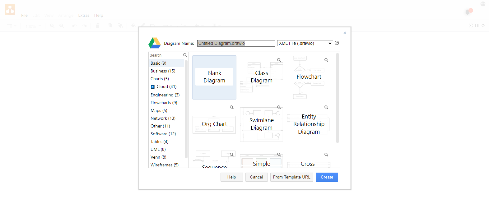 A Screenshot of diagrams.net Google Drive Add-on
