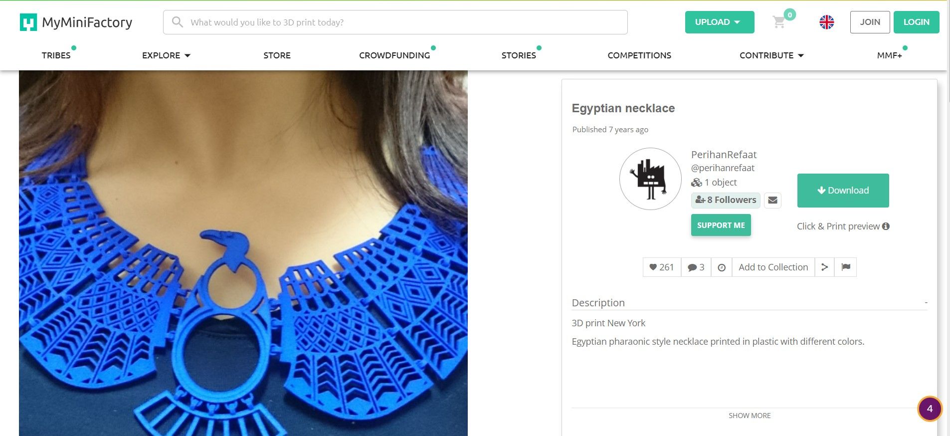 egyptian necklace 3d printed
