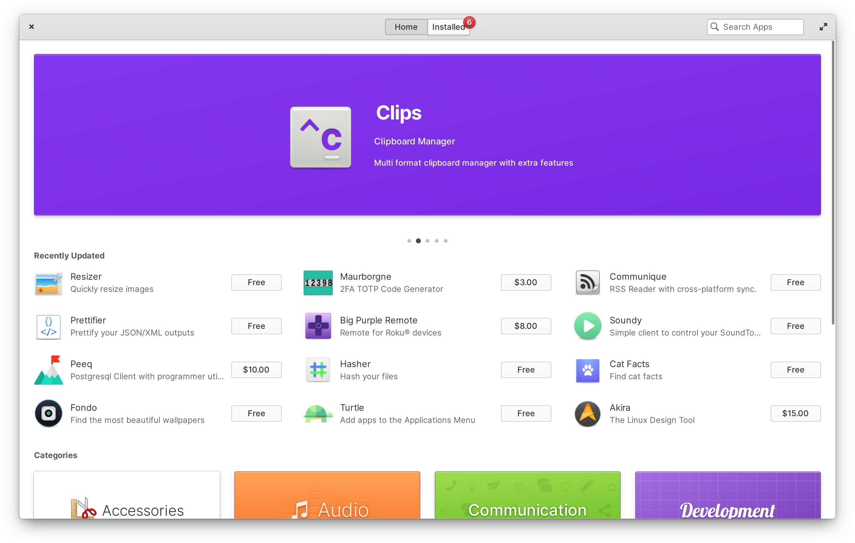 elementary os appcenter home page