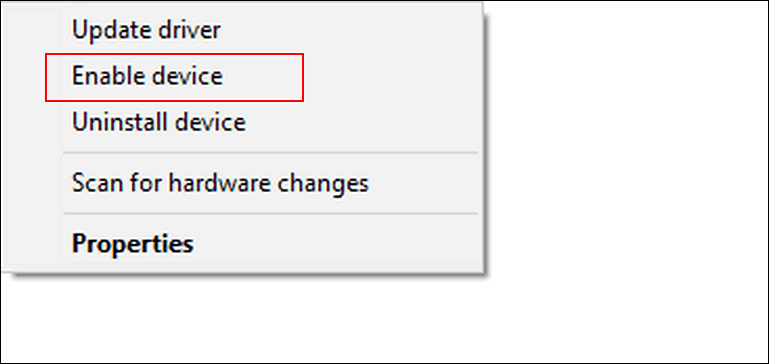 Enable Device option for Monitor