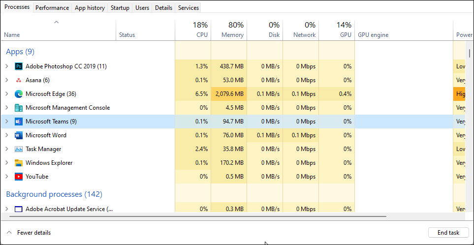 end microsoft teams process