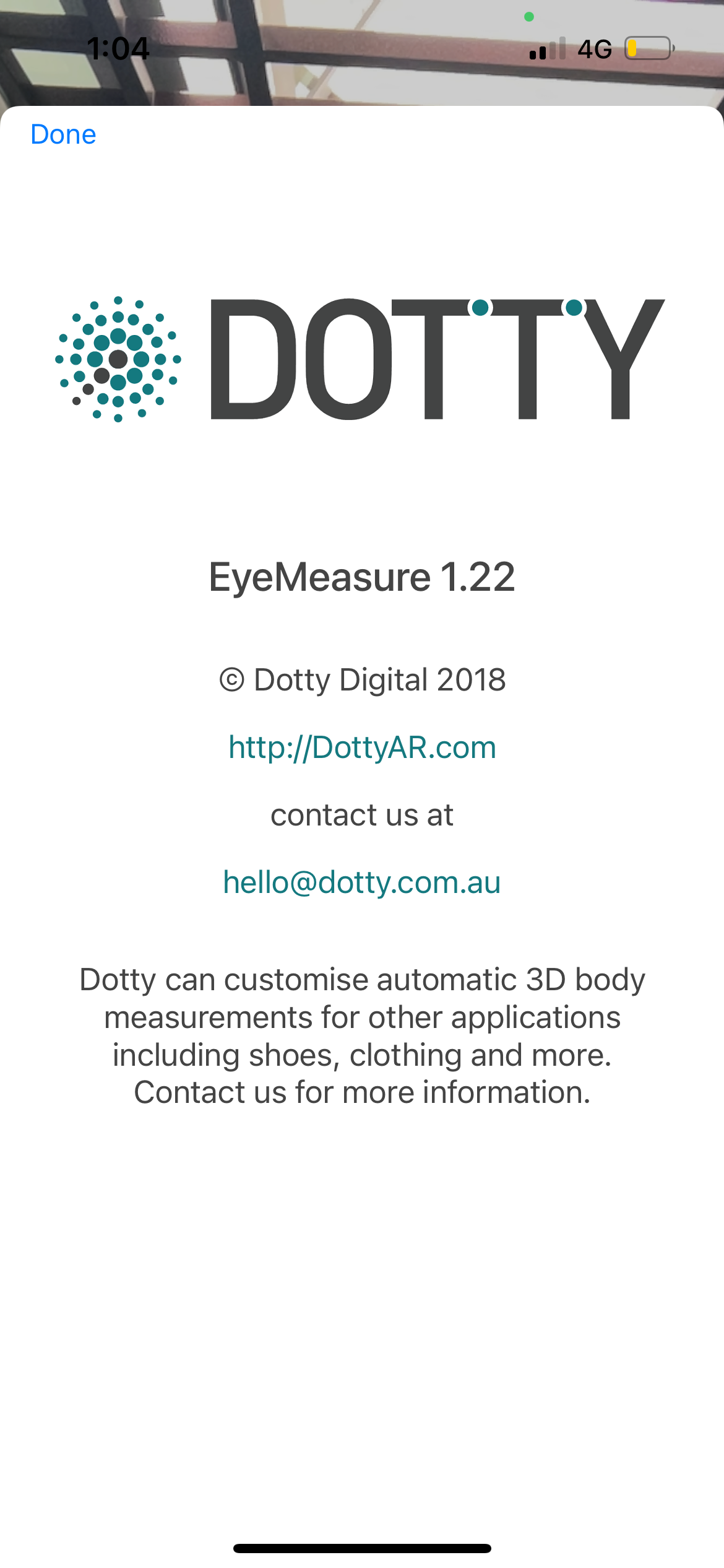 eye measure app about page