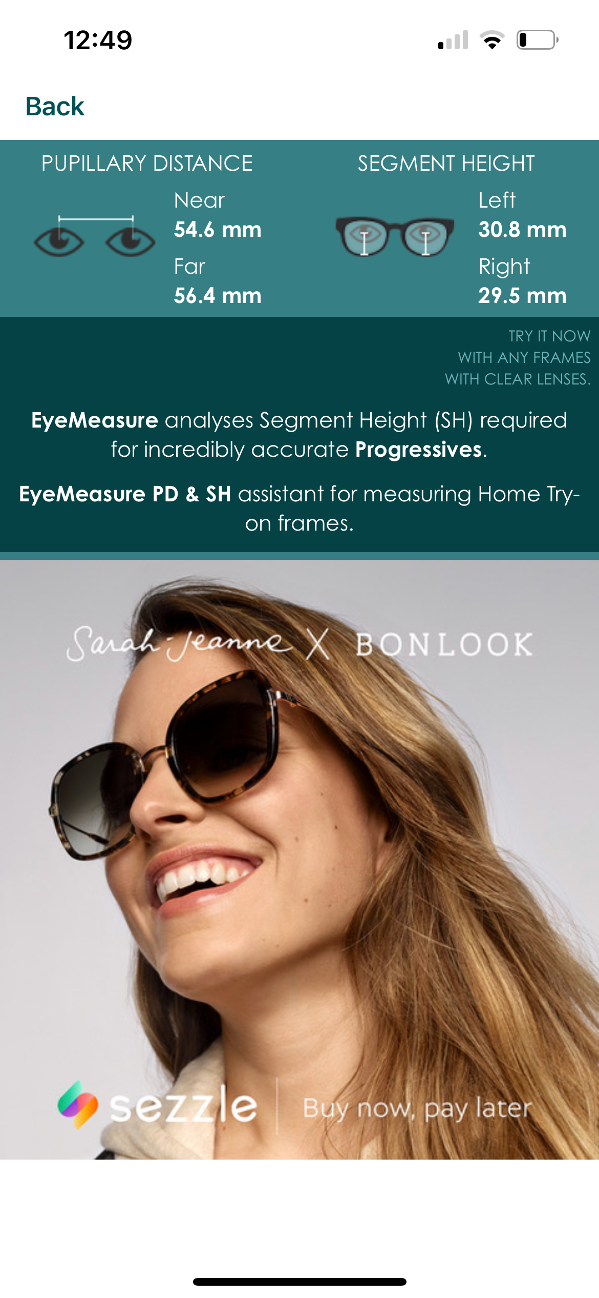eye measure app results