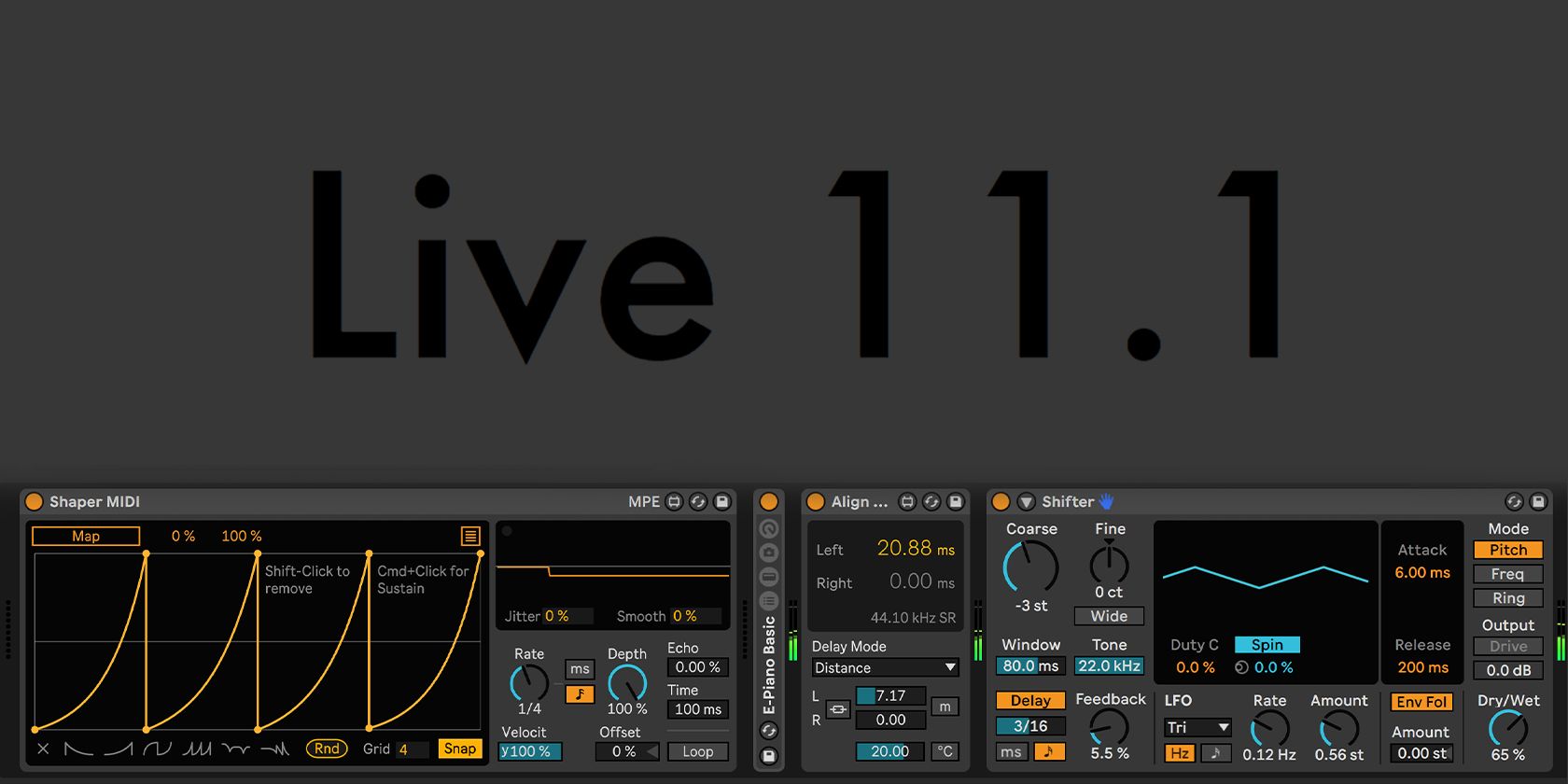 Ableton Live 11.1 featured image showing the new devices