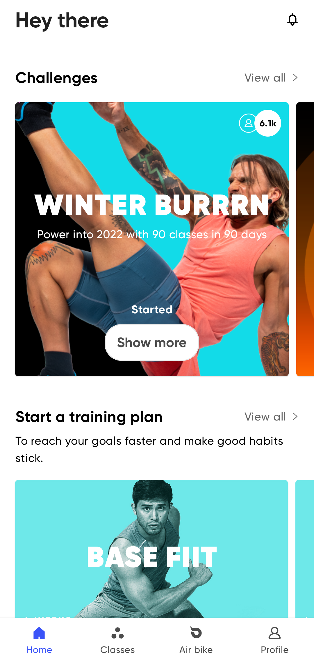 Fiit Workout App Training Options