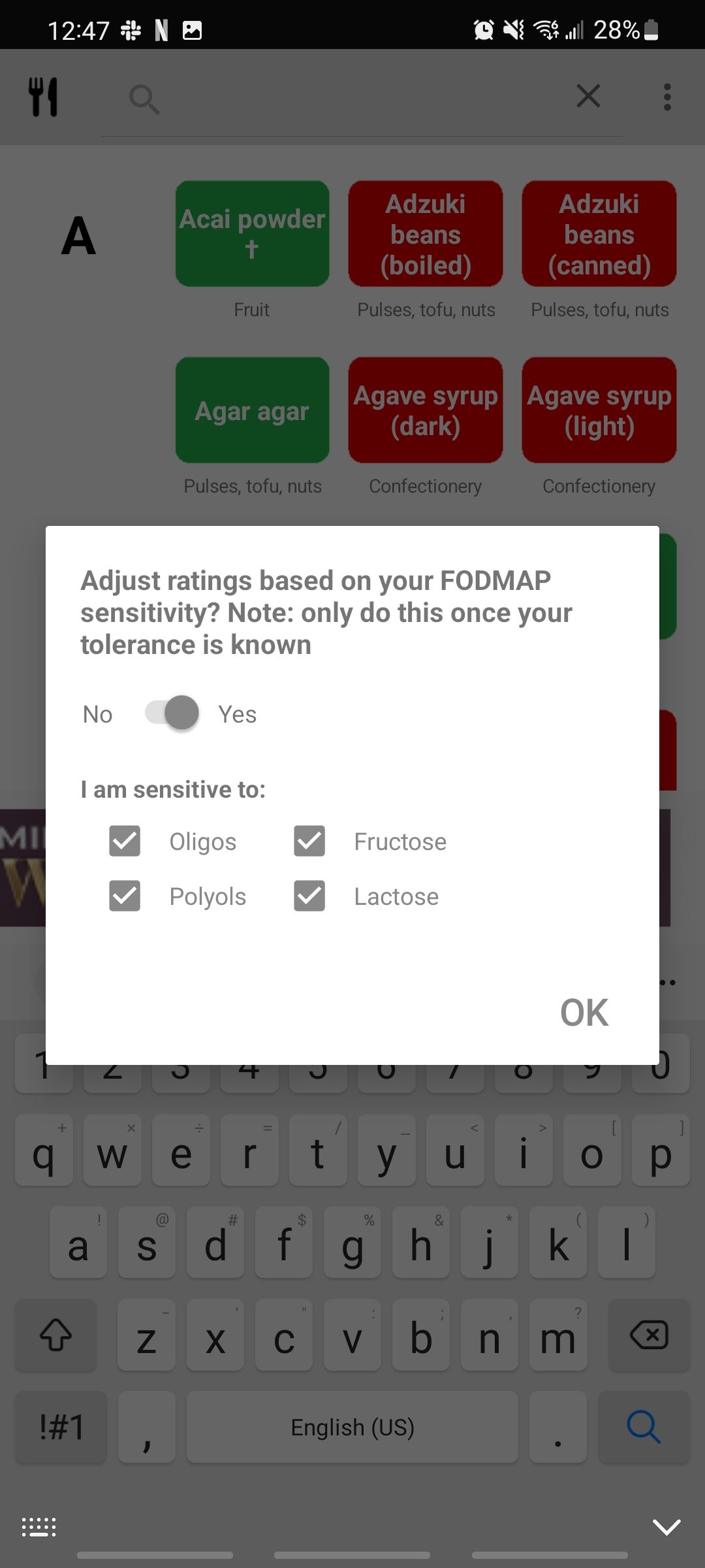 fodmap a to z app lets you adjust your fodmap sensitivity