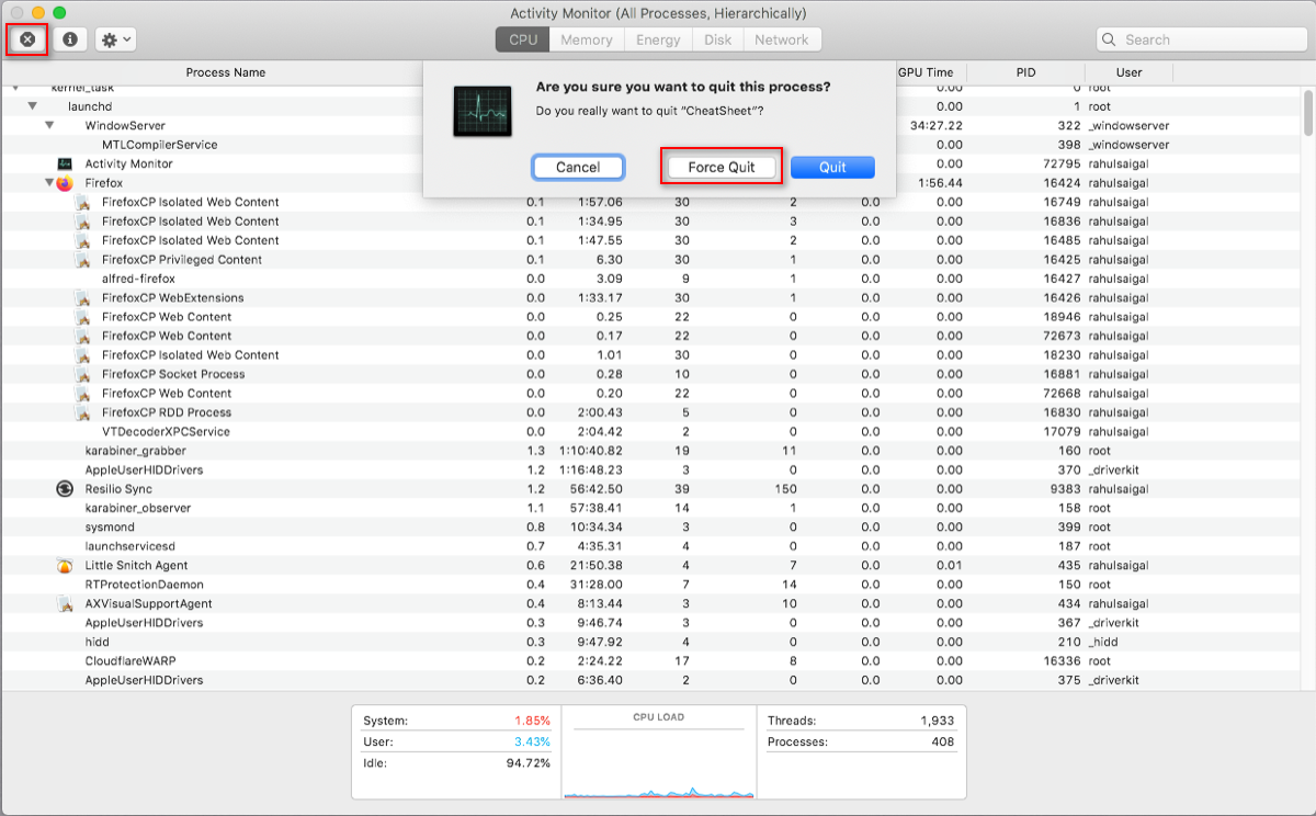 force quit process in activity monitor