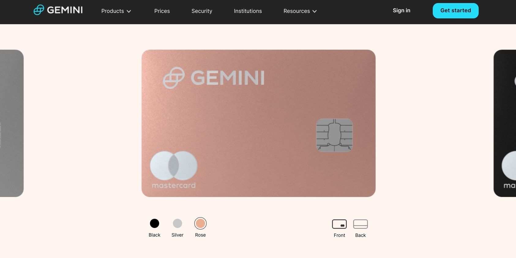 gemini mastercard webpage screenshot