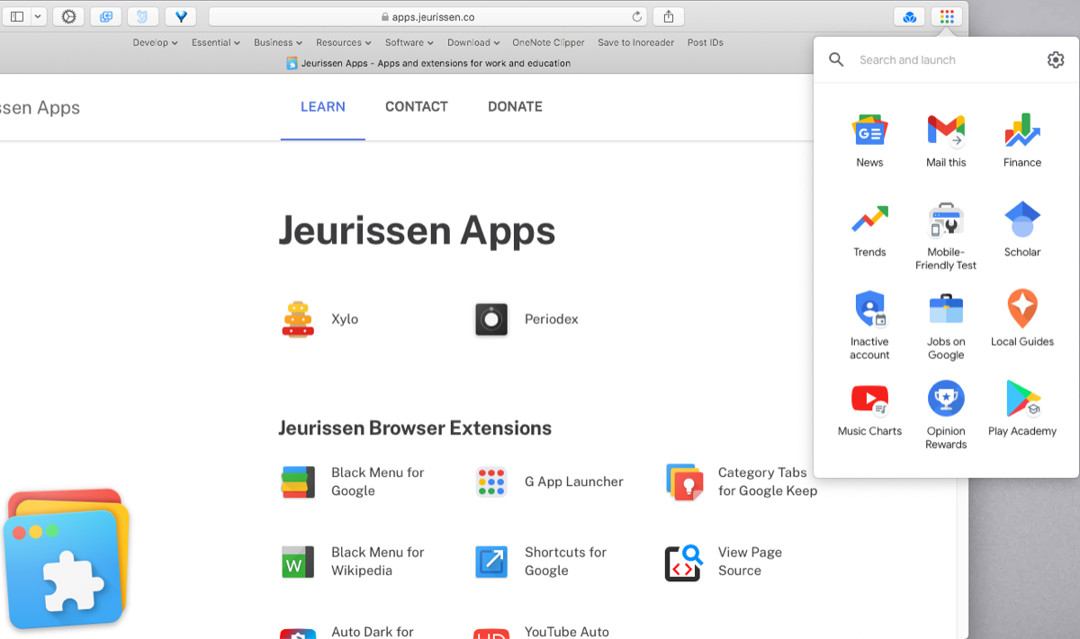 google app launcher extension
