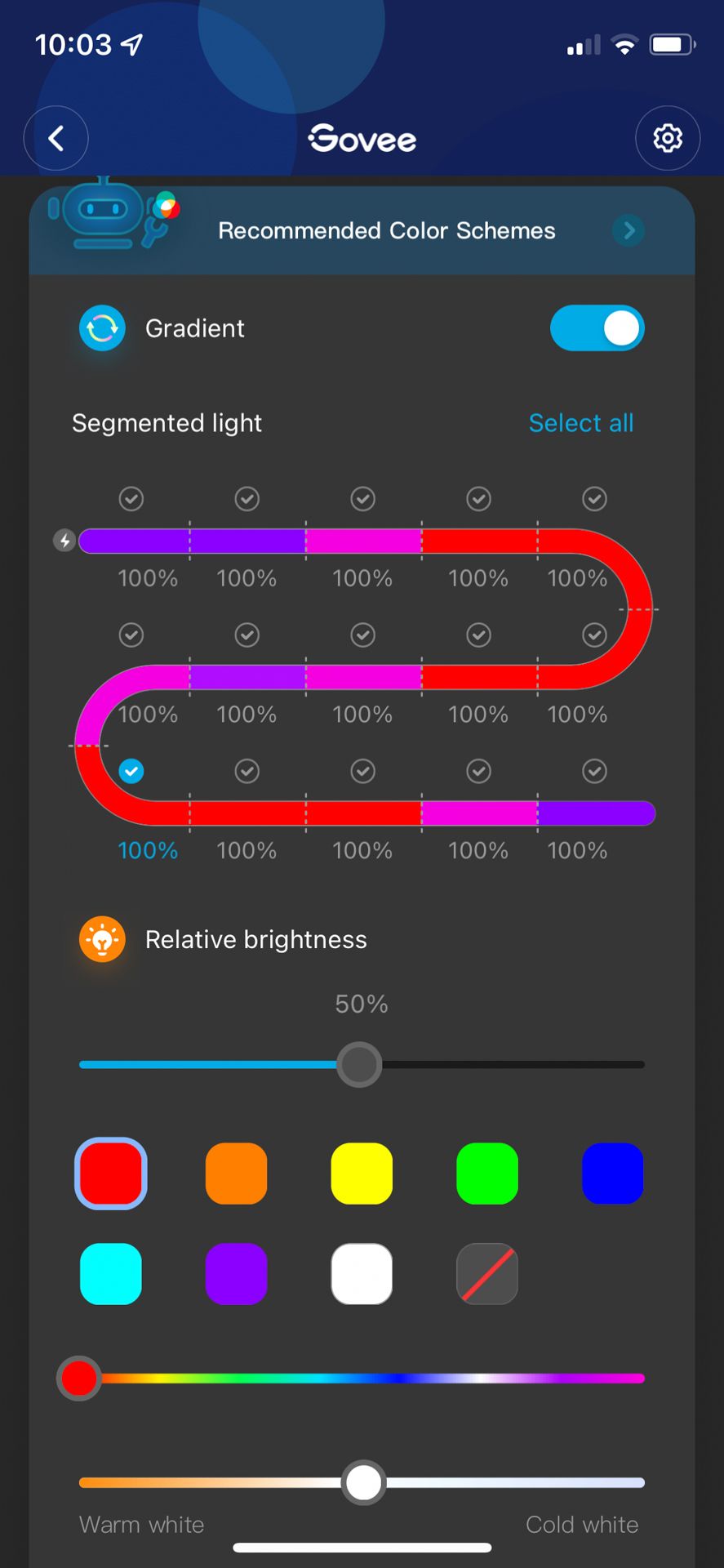 govee app - screenshots - diy colors