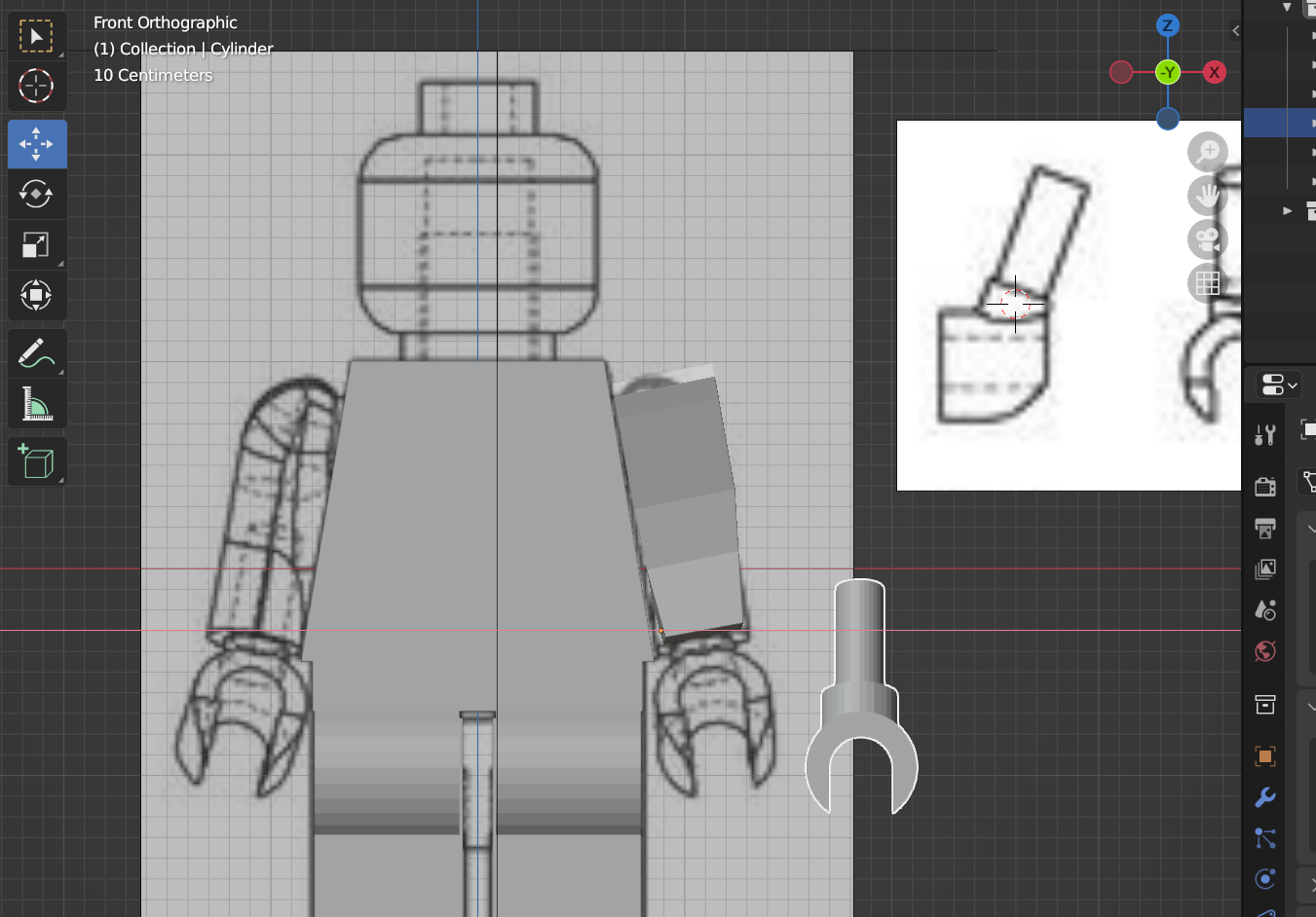 A hard surface model of a Lego man.